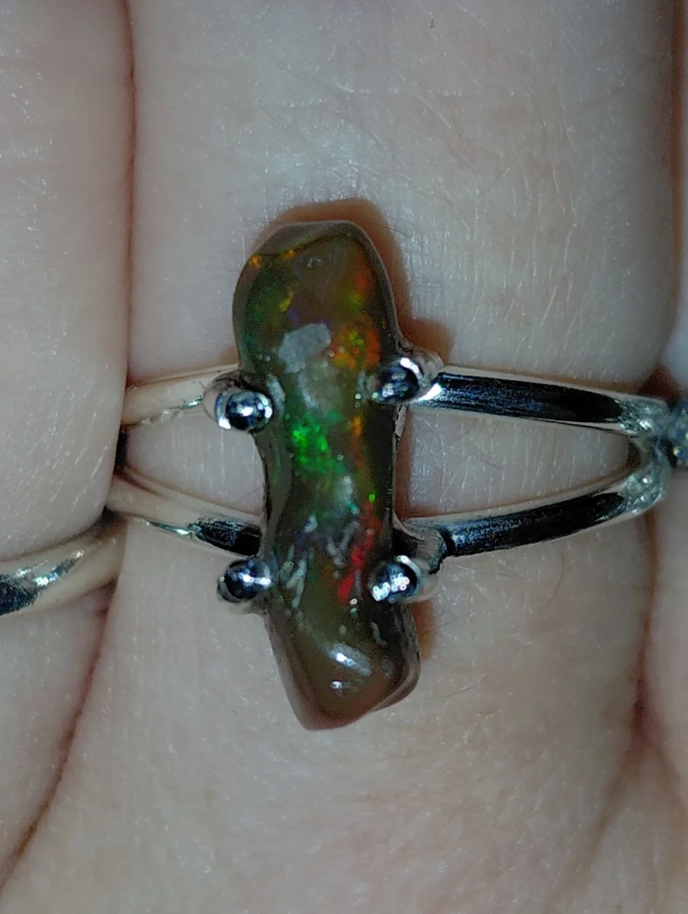 Fire Ethiopian Opal Sterling Silver Ring Size 7.25
